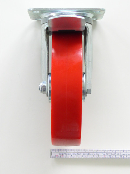 Ansicht Lauffläche: Stabile Rolle mit Bremse und 200 cm Durchmesser und hoher Tragkraft