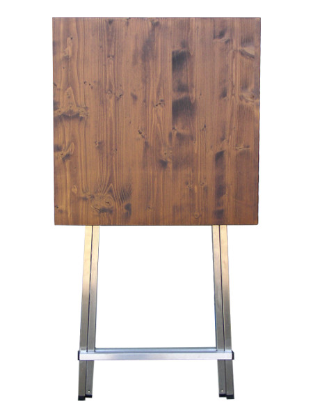 Eckiger Klapp-Stehtisch mit Holztischplatte 70x70 cm