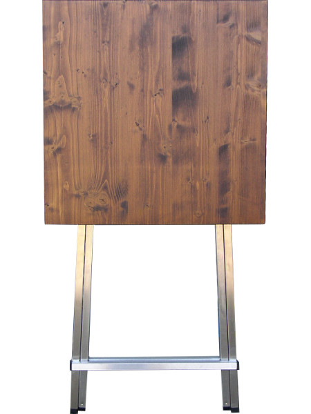 Eckiger Klapp-Stehtisch mit Holztischplatte 80x80 cm