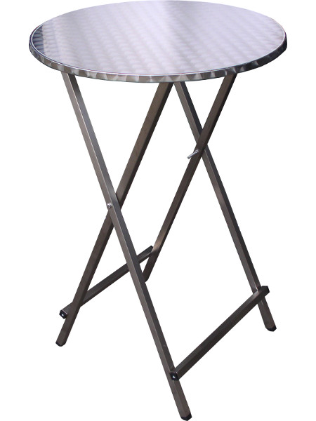 Stabiler Scheren-Stehtisch aus Edelstahl mit INOX Edelstahl Tischpatte in 70 cm