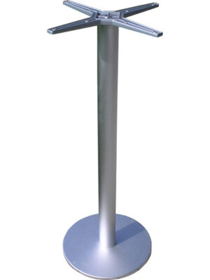 Schlichter Stehtisch aus Aluminium mit Bodenplatte und Mittesäule. Tischplatten bis max. 70 cm geeignet!