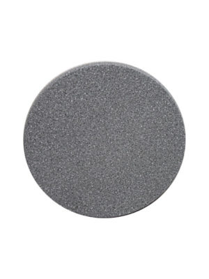 Die Tischplatte Topalit im Steindekor Granit Schwarz oder Balota 0119, hier in einem Durchmesser von 70 cm
