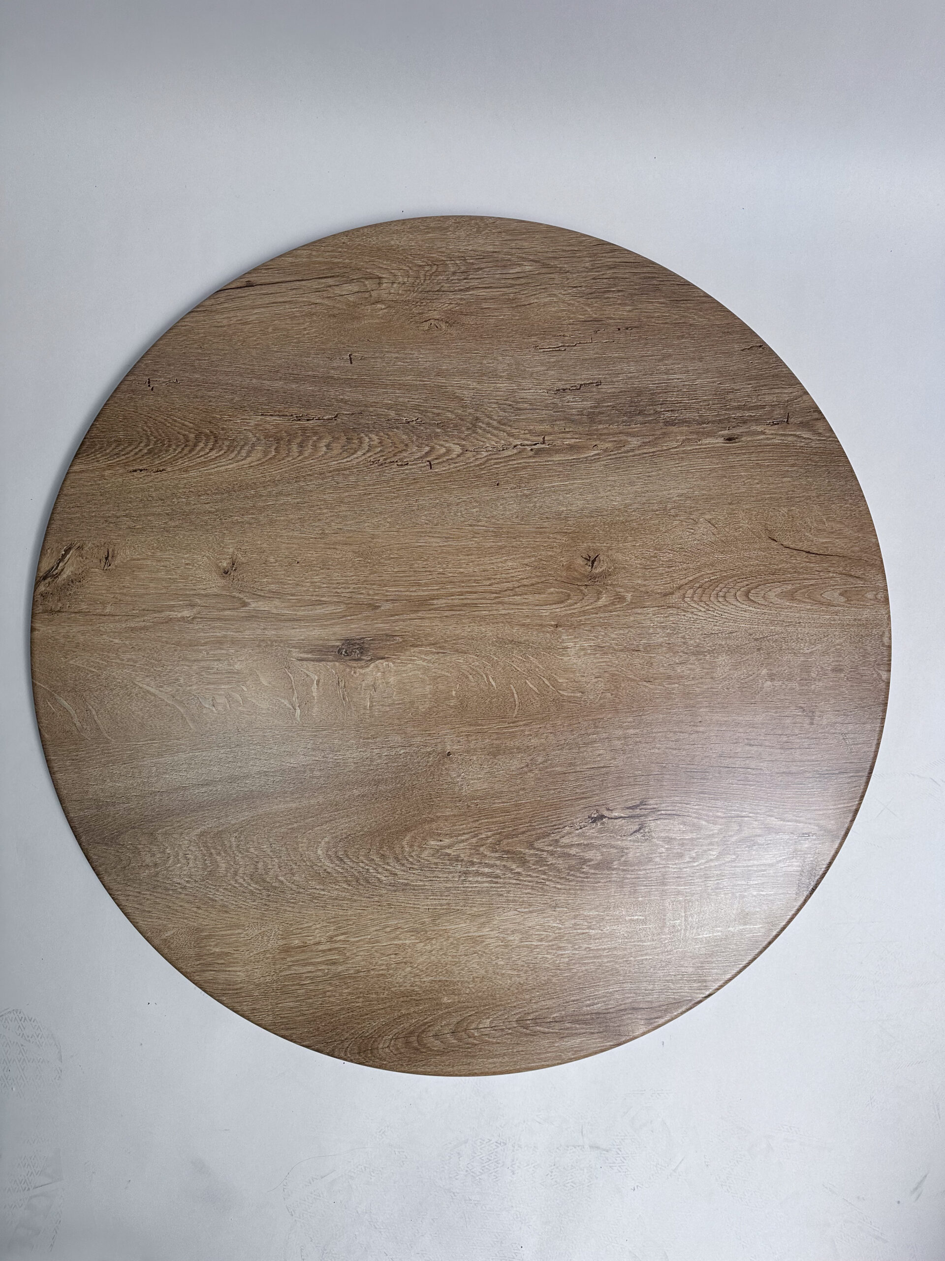 Runde Stehtisch-Tischplatte Washed Elm in natürlicher Holzoptik
