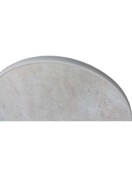 Detail von Tischplatte Sevelit im Dekor Beton Hell mit Oberfläche in real surface in 70 cm Durchmesser